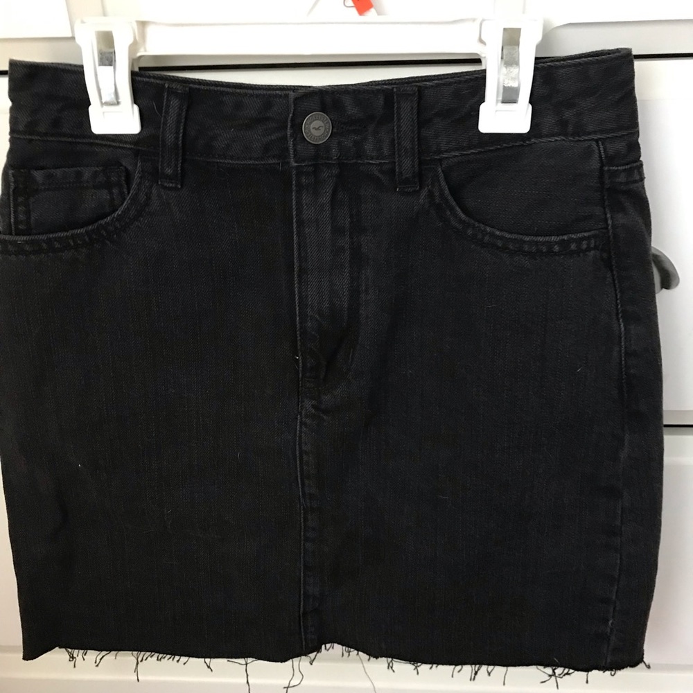Hi-rise black denim skirt